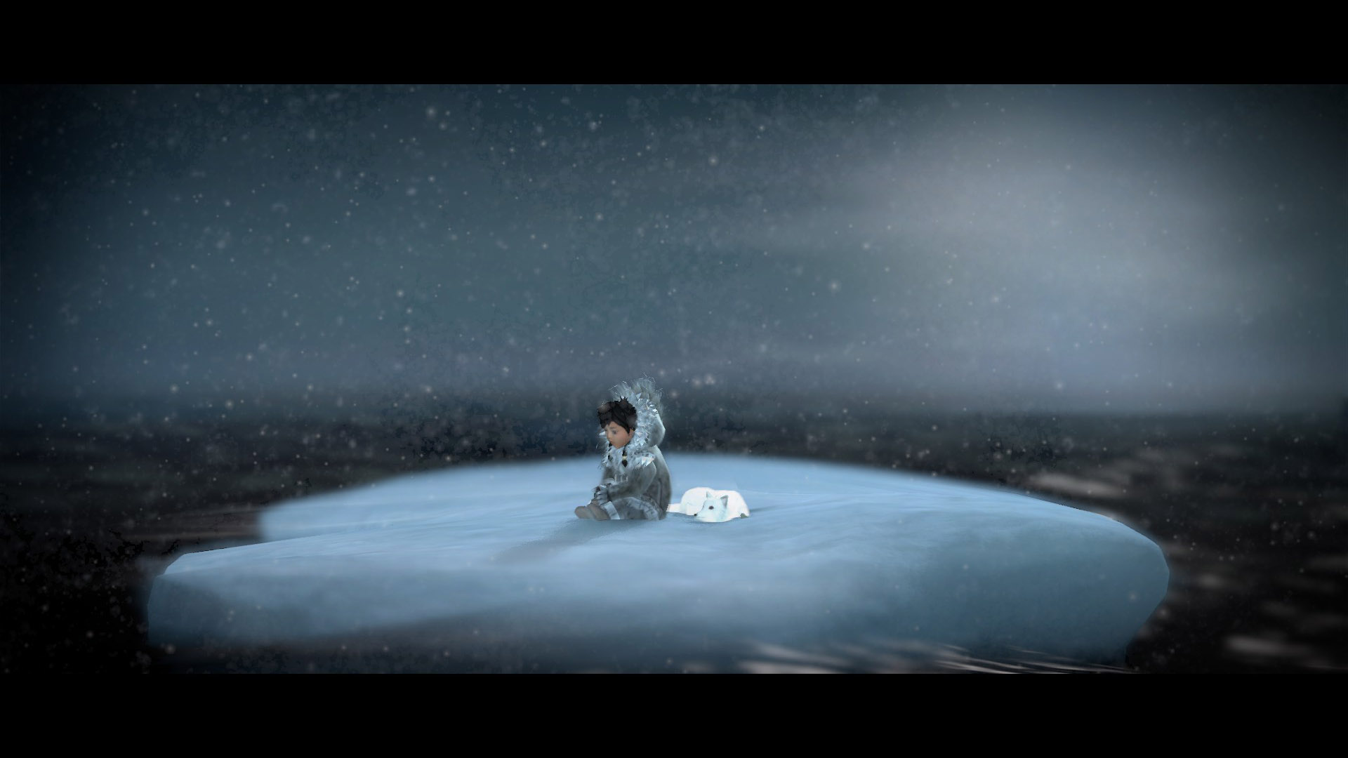 Nuna and Fox Float on an Piece of Ice