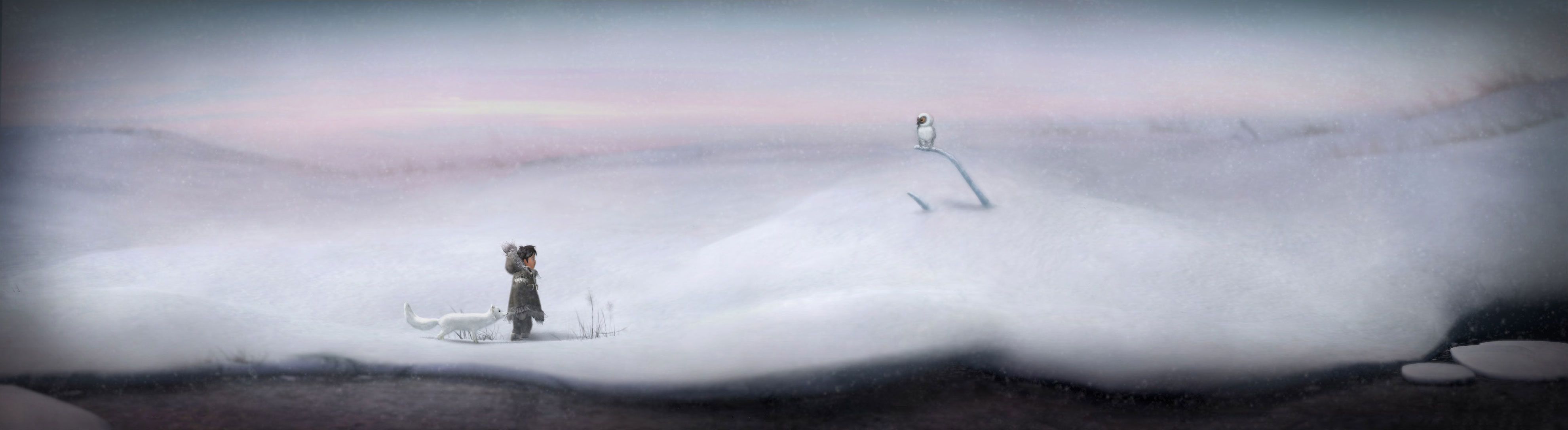 Nuna and Fox Meet an Owl on the Tundra