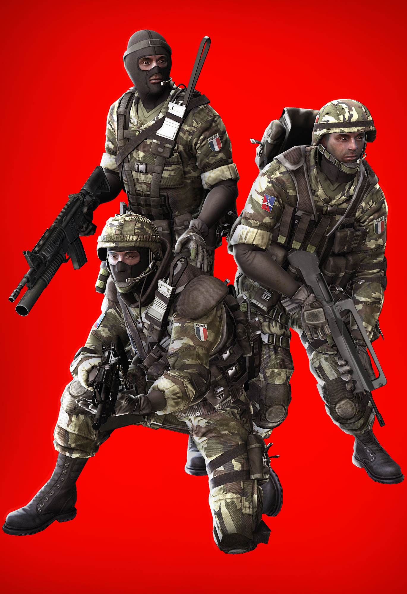 French Military Game Models with Gear Render