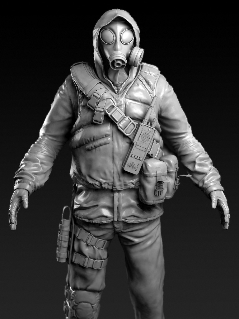 High-poly Soldier with Gear Render