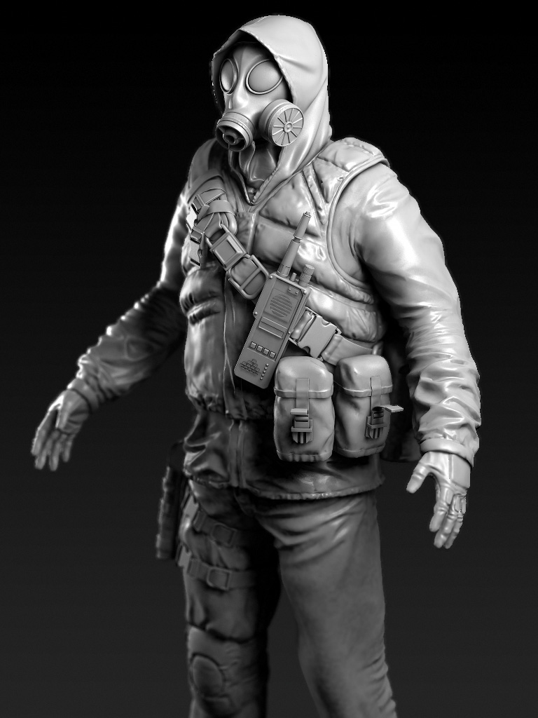 High-poly Soldier with Gear Render