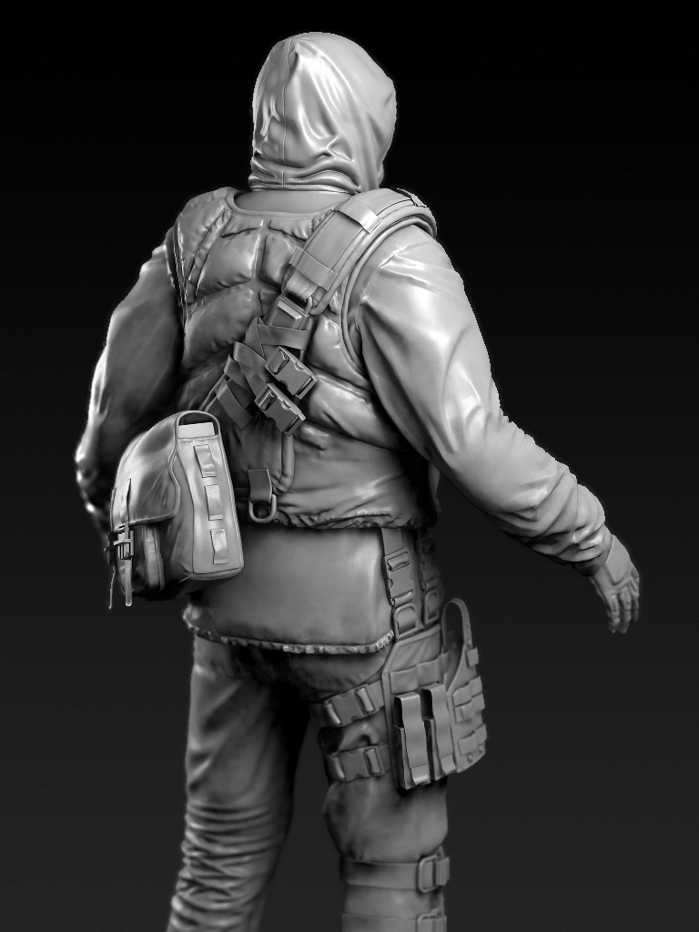 High-poly Soldier with Gear Render