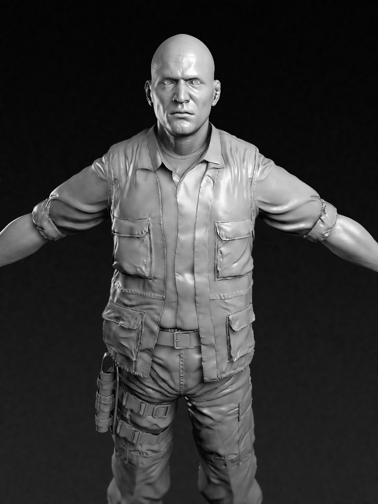 High-poly Soldier with Gear Render