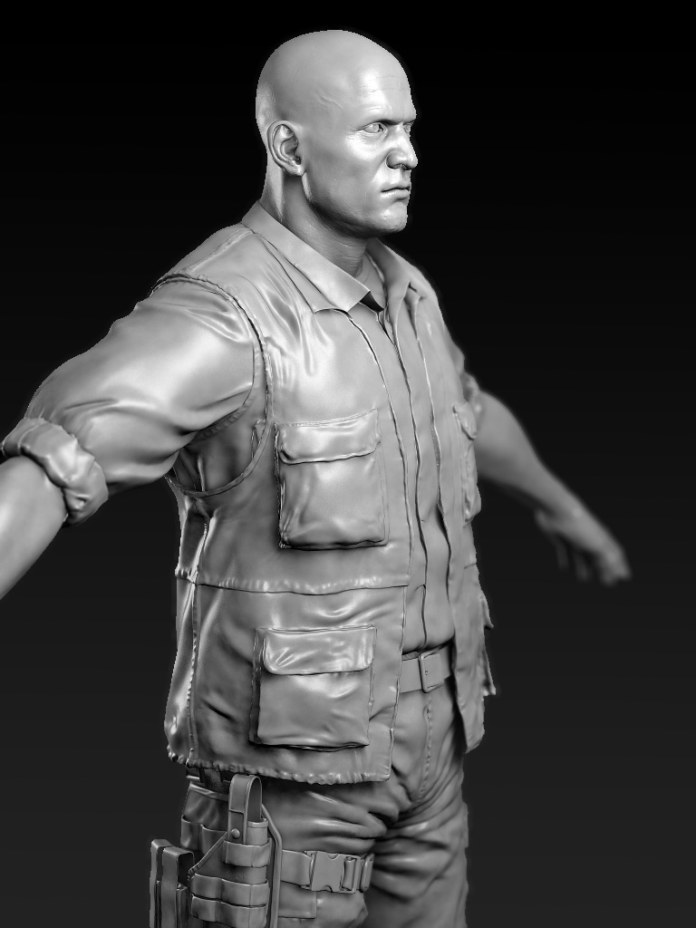 High-poly Soldier with Gear Render